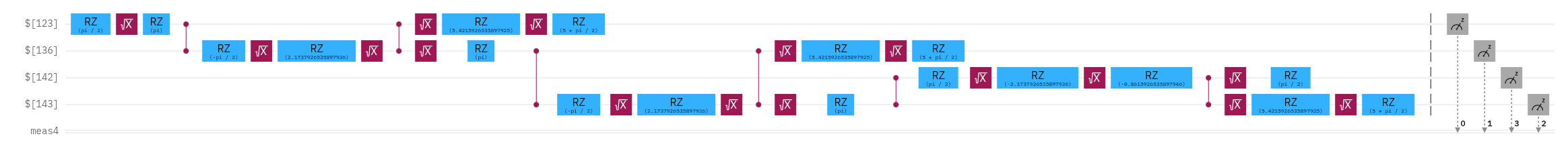 Exported QPU circuit diagram from hardware backend